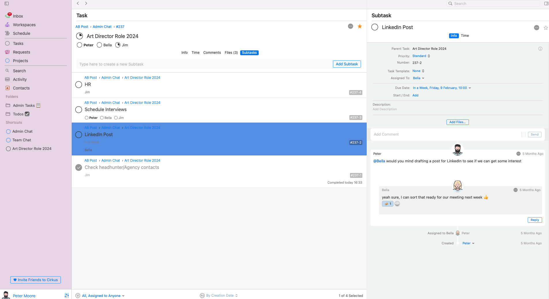 Cirkus - task view and subtask view-1