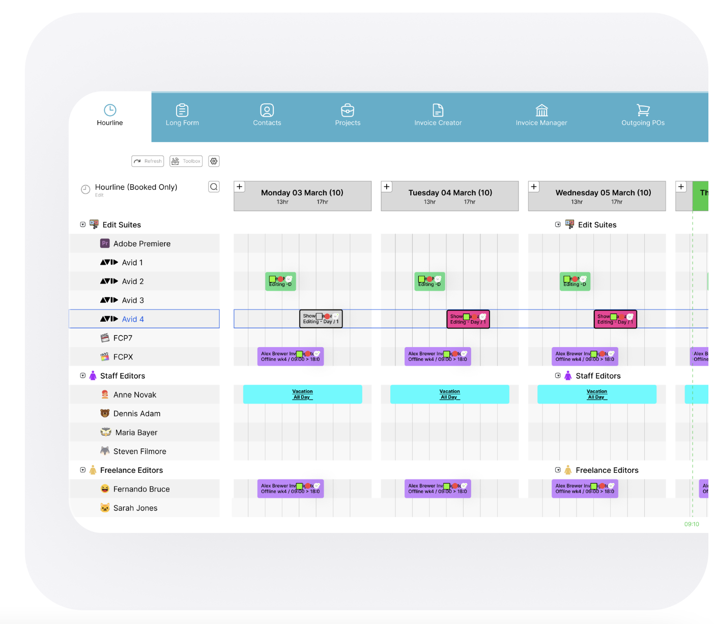 farmerswife schedule view