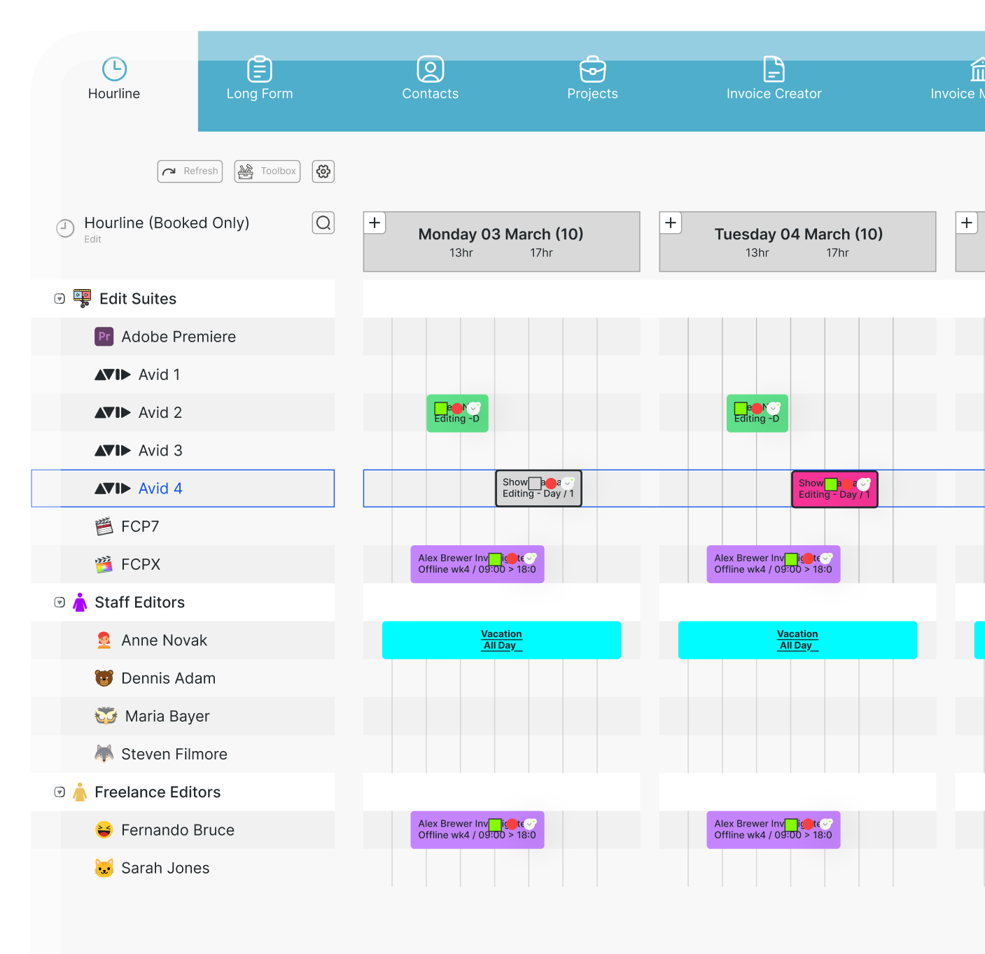farmerswife production scheduling interface